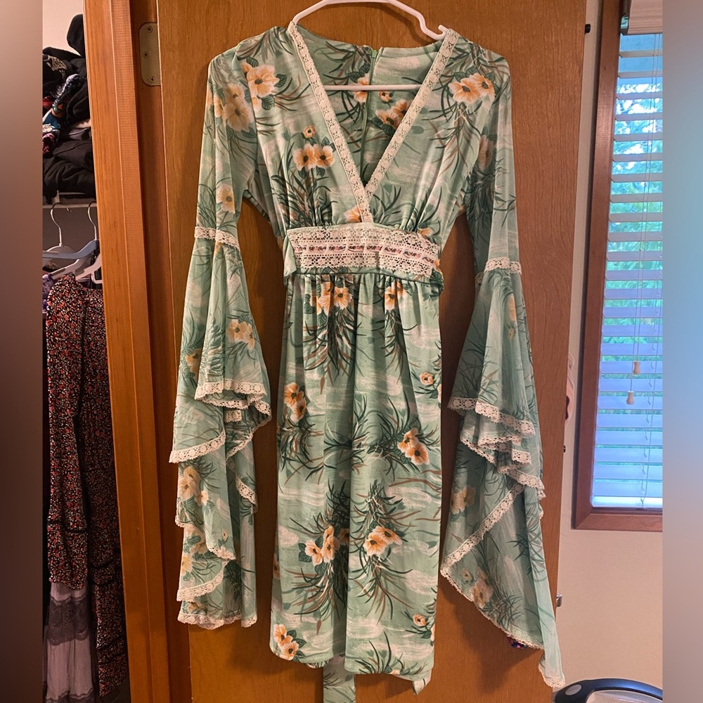 Vintage Bell Sleeve Wrap Dress